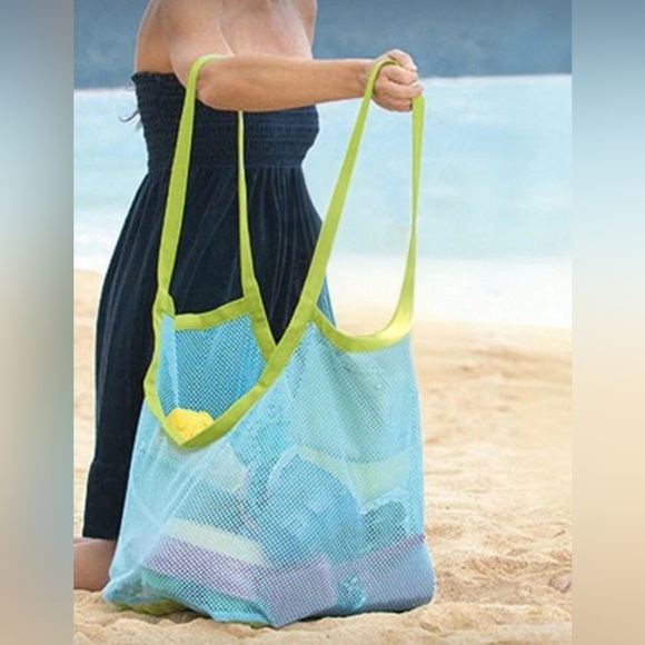Colorful Mesh Beach Bag, Sand-free, Foldable Tote with Hanging Hole for Toys - Picture 3 of 3